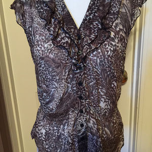 Sexy Summer Sheer Animal Print Top